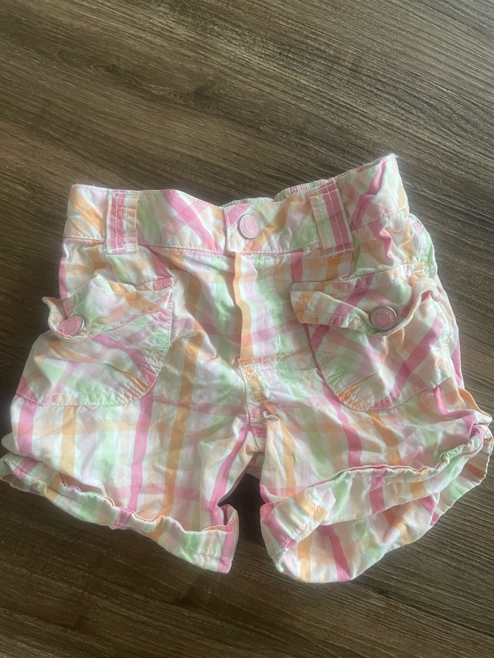 Carter's Pastel Plaid Elastic Waist Shorts - Pink, Peach, Mint
